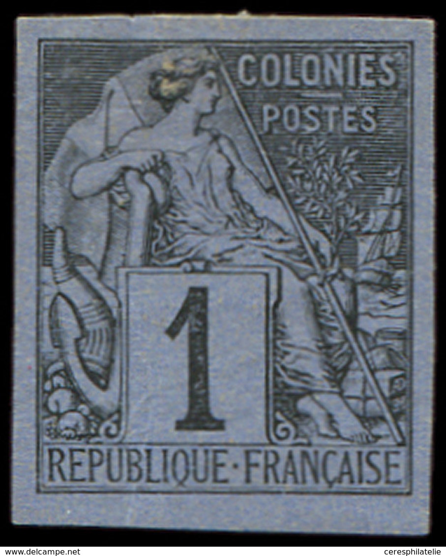 (*) Colonies Générales - 46    1c. Noir Sur Azuré, Impression Granet, TB - Other & Unclassified