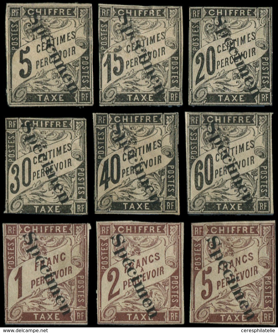 (*) Colonies Générales - Taxe 5, 7/11, 15/17, 9 Valeurs Surch. SPECIMEN En Diagonale, Marges Réduites Normales, RR Et TB - Autres & Non Classés