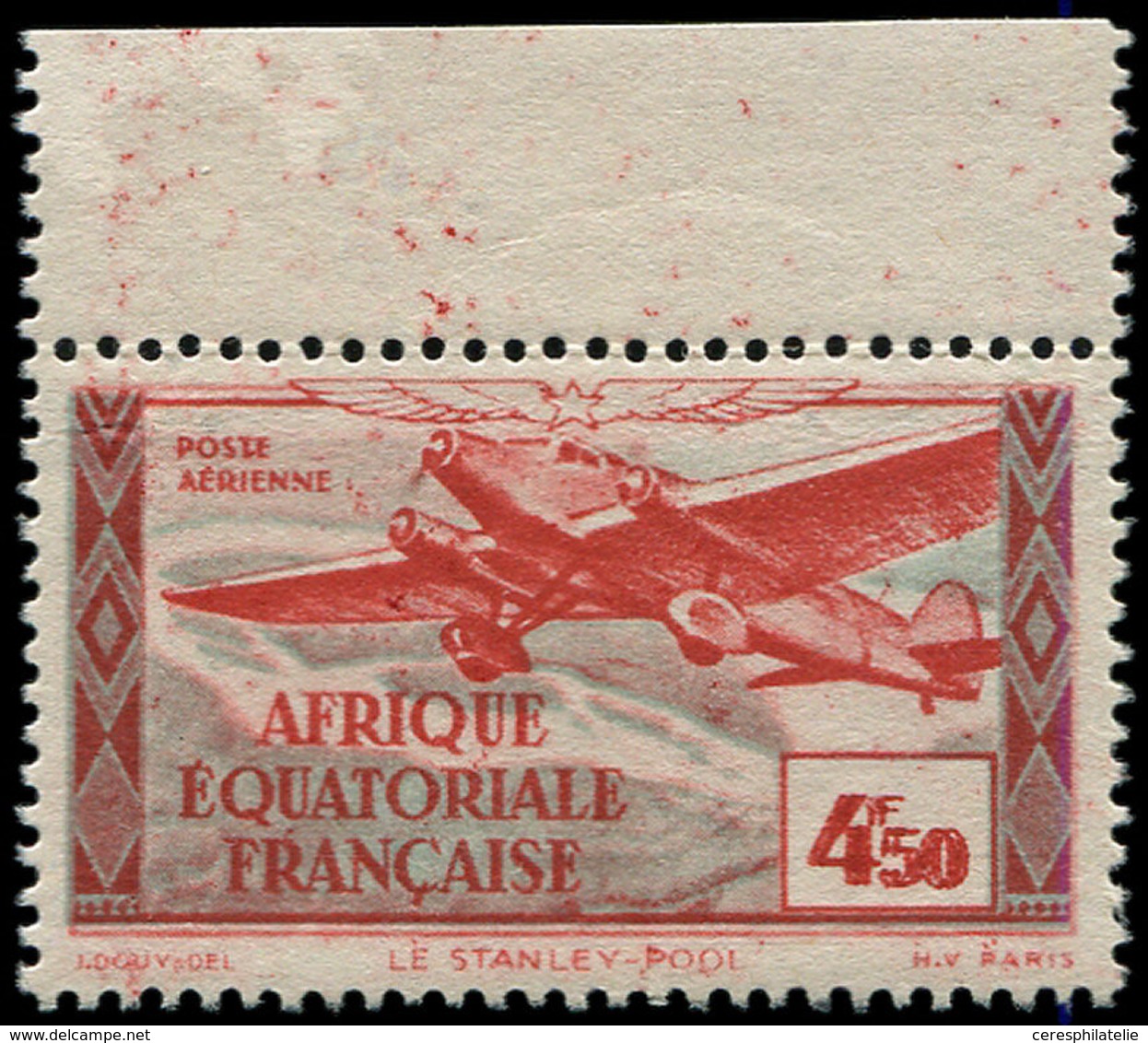 * A.E.F. PA 34 : 4f50 Rouge-brique Et Bleu-gris, DOUBLE Impression De La Valeur, Bdf, TB. C - Autres & Non Classés