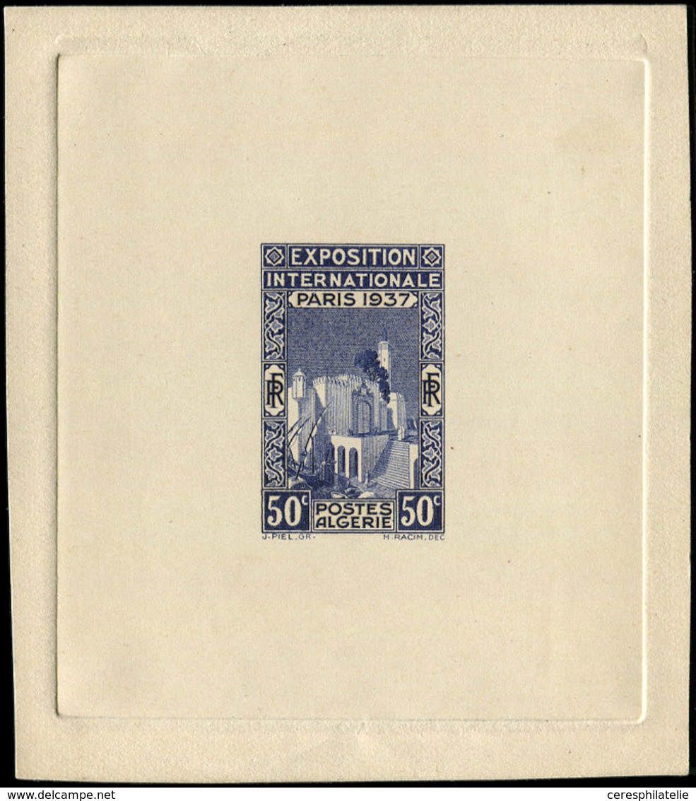 ALGERIE Expo Paris 1937, épreuve D'artiste 50c. En Bleu D'un Premier Projet NON EMIS, TB - Cartas & Documentos