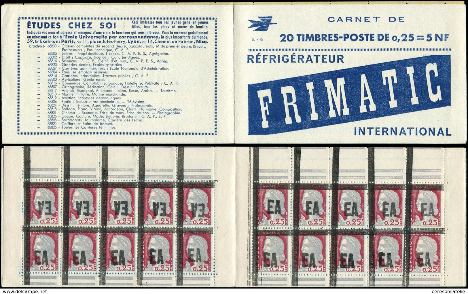 ALGERIE Carnet 31 : Decaris, S. 7-62, FRIMATIC, Surcharge EA D'Alger, 5 T. SURCHARGE RENVERSEE, TB - Other & Unclassified