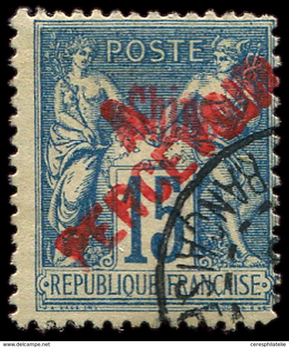 CHINE Taxe 15 : 15c. Bleu, Surch. Rouge, Obl., TB - Other & Unclassified