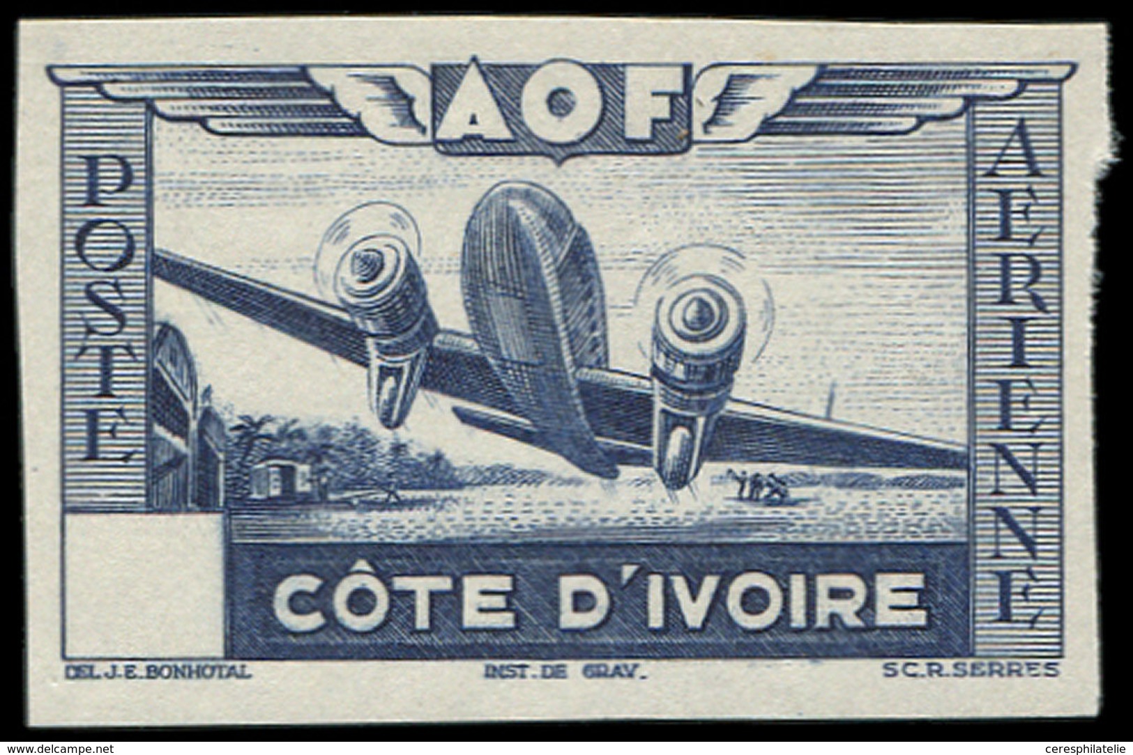 COTE D'IVOIRE PA : Type E De 1942, Essai En Bleu SANS Faciale, TB - Autres & Non Classés