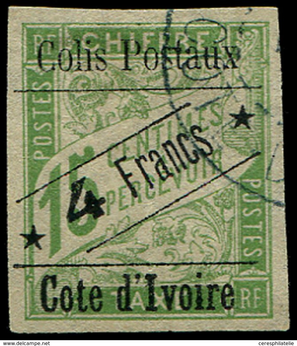 COTE D'IVOIRE Colis Px 9c : 4f. Sur 15c. Vert, Sans Accent Et Petites étoiles, Obl., TB - Otros & Sin Clasificación