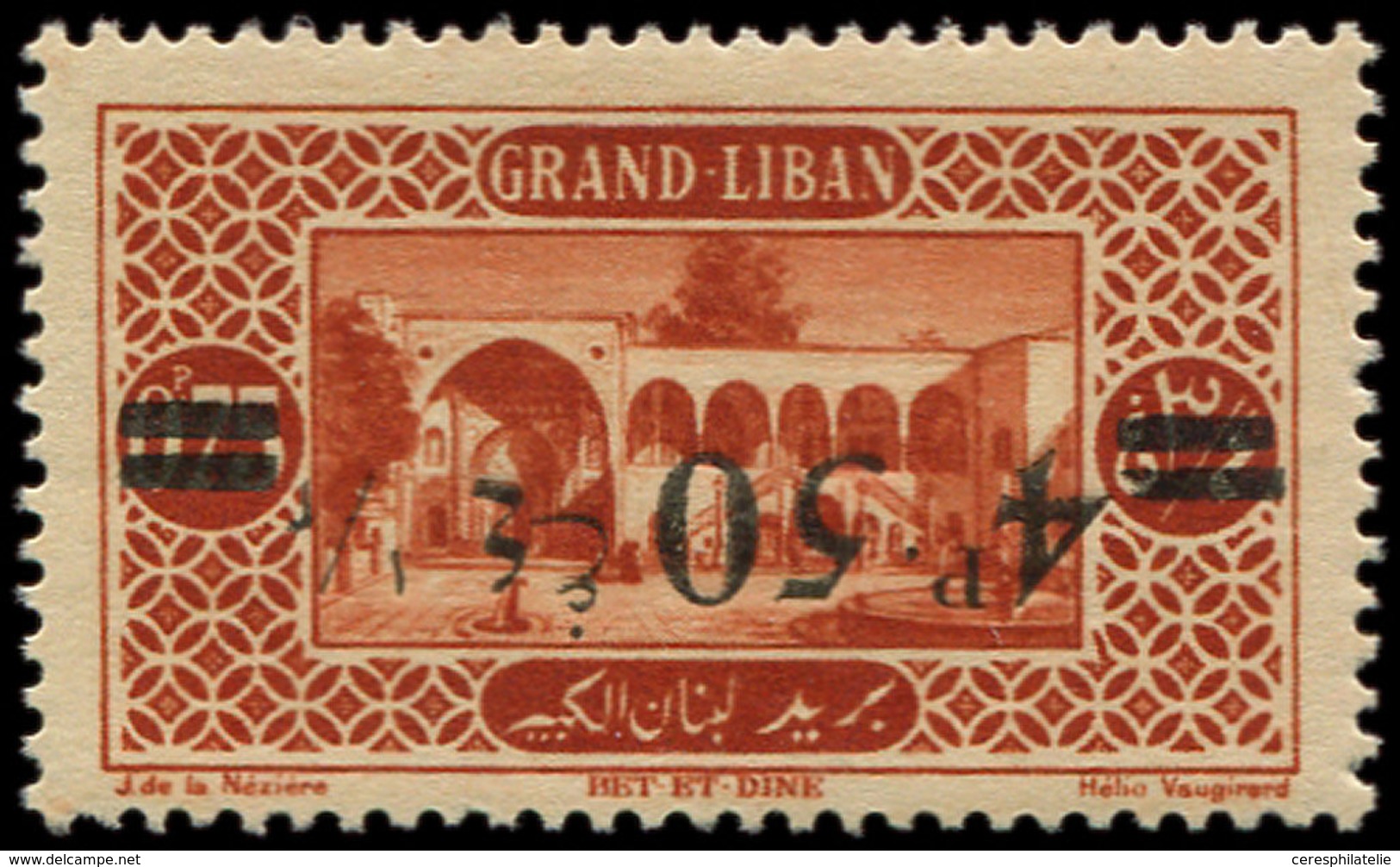 ** GRAND LIBAN 77 : 4p.50 Sur 0p.75, Surcharge RENVERSEE, TB - Other & Unclassified