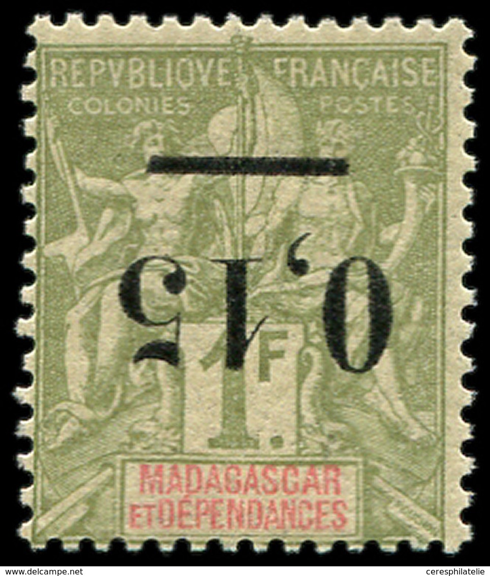 ** MADAGASCAR 55a : 0,15 Sur 1f. Olive, Surcharge RENVERSEE, TB. C - Otros & Sin Clasificación