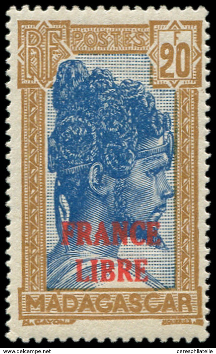 ** MADAGASCAR 255A : 20f. Bistre Et Bleu, FRANCE LIBRE, TB. Br - Other & Unclassified