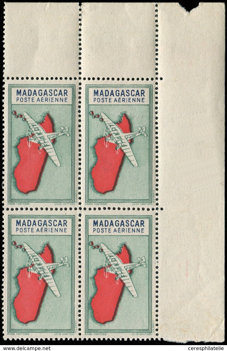 ** MADAGASCAR PA 29a : Bleu-vert Et Bleu, SANS Faciale, BLOC De 4 Cdf, TB - Other & Unclassified