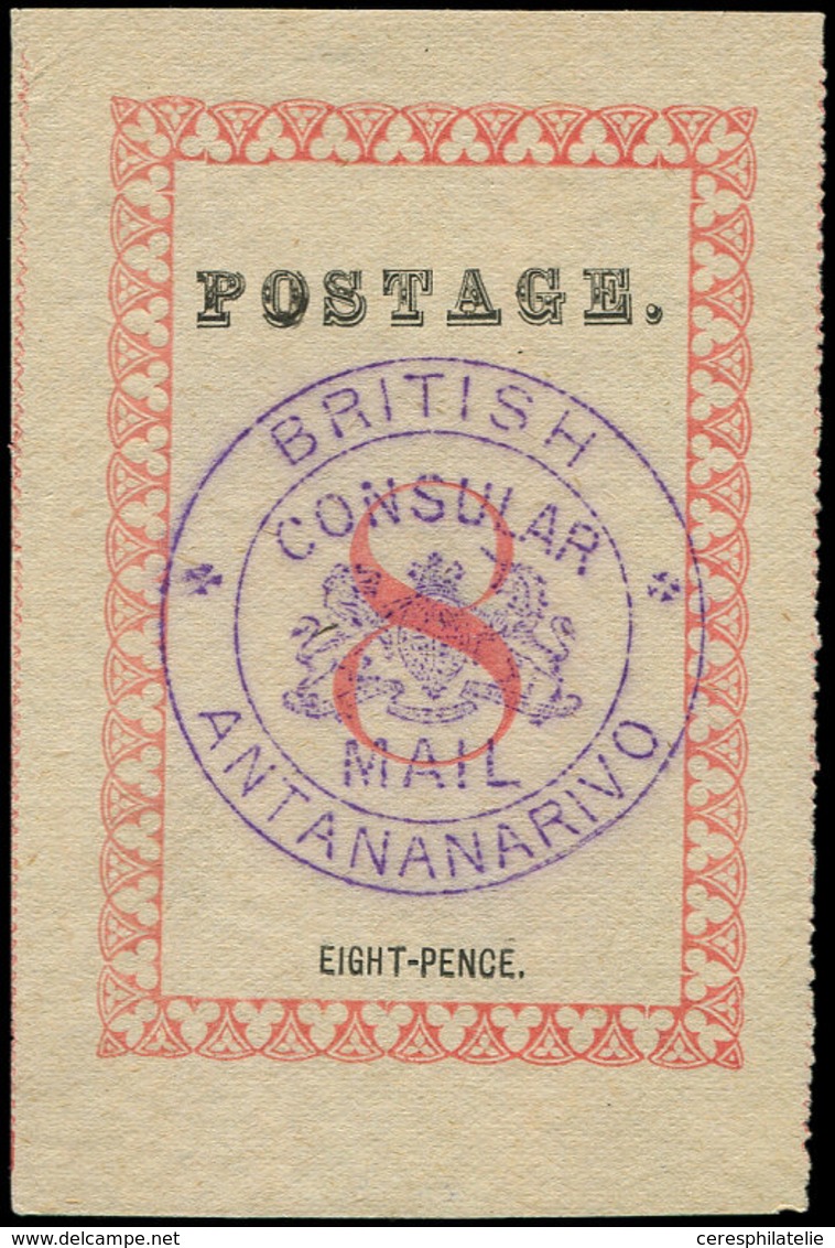 (*) MADAGASCAR Courrier Consulaire Britannique 35a : 8p. Rose-rouge, Pelurage, Aspect TTB, Cote Et N° Maury - Otros & Sin Clasificación