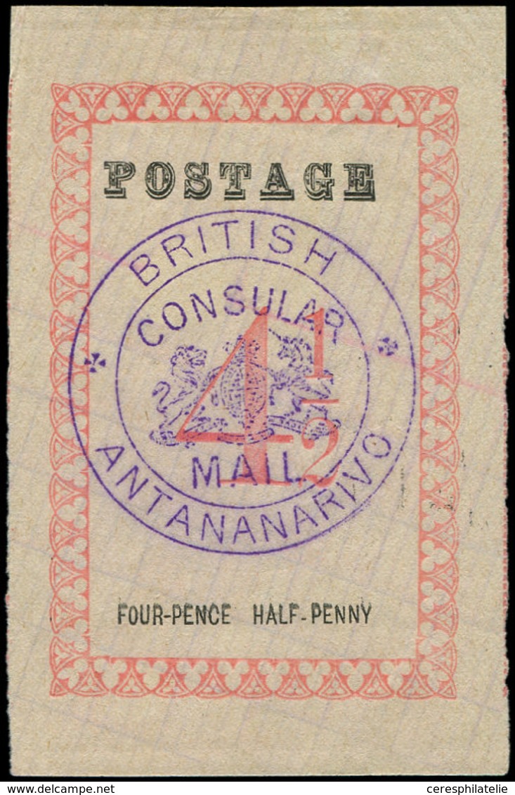 (*) MADAGASCAR Courrier Consulaire Britannique 41b : 4 1/2p. Rose-rouge, TTB - Otros & Sin Clasificación