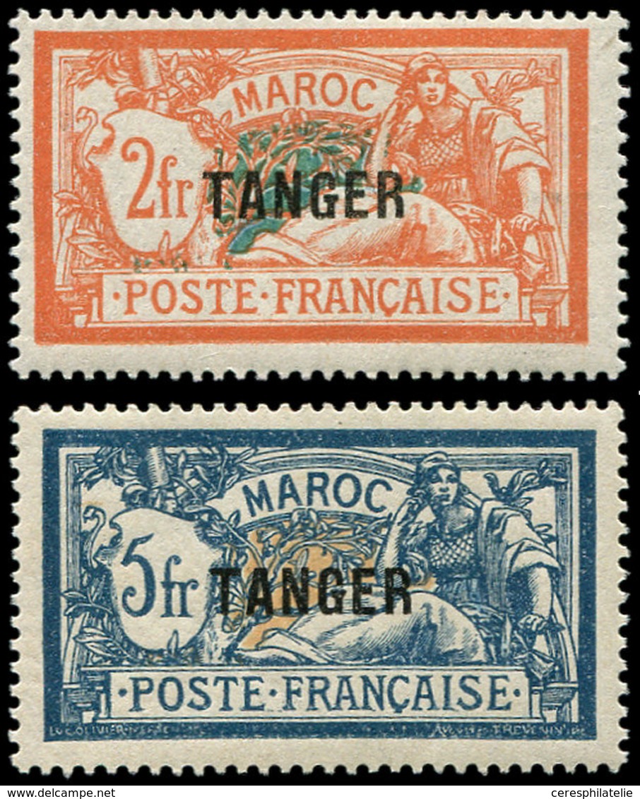 ** MAROC 96/97 : 2f. Orange Et Vert Et 5f. Bleu Et Chamois, Surch. TANGER, TB - Other & Unclassified