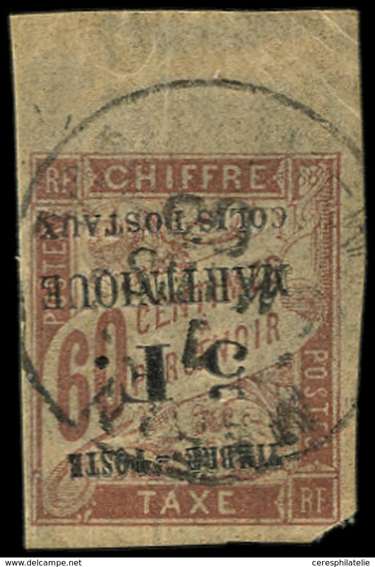 MARTINIQUE 60a : 5f. Sur 60c. Brun, Surch. RENVERSEE, Bdf, Obl. Sur Petit Fragt, TB, Certif. Scheller - Otros & Sin Clasificación