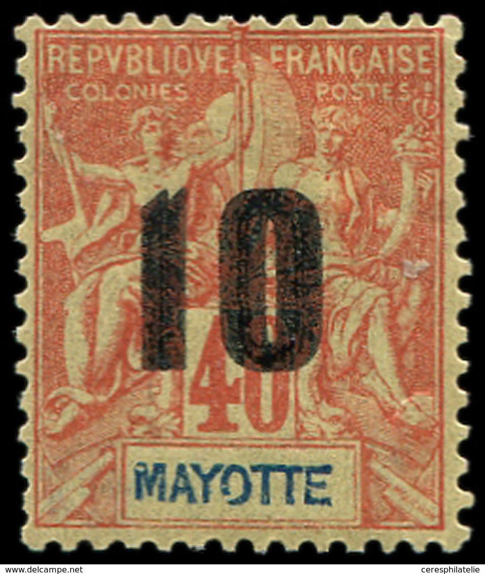 * MAYOTTE 27a : 10 Sur 40c. Rouge-orange, DOUBLE Surcharge, TB - Other & Unclassified