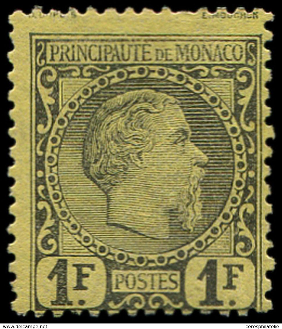 * MONACO 9 : 1f. Noir Sur Jaune, Charles III, Décentré, Une Dc, B/TB - ...-1885 Prephilately