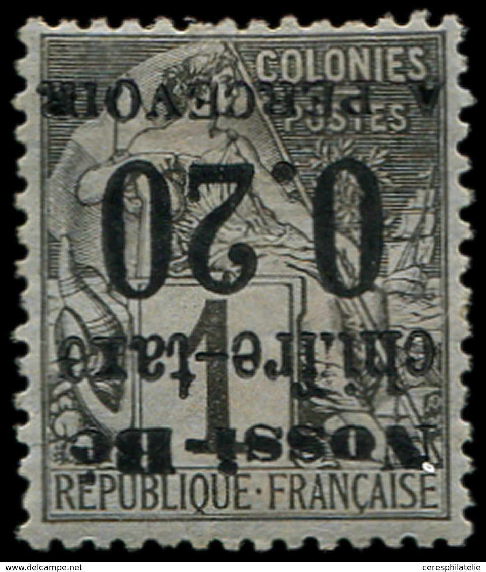 * NOSSI-BE Taxe 1a : 0.20 Sur 1c. Noir Sur Azuré, Surcharge RENVERSEE, Forte Ch., TB - Otros & Sin Clasificación
