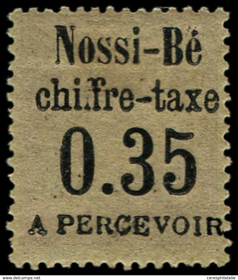 * NOSSI-BE Taxe 5b : 0.35 Sur 20c. Brique Sur Vert, Surcharge Au Verso Et RENVERSEE, TB - Otros & Sin Clasificación
