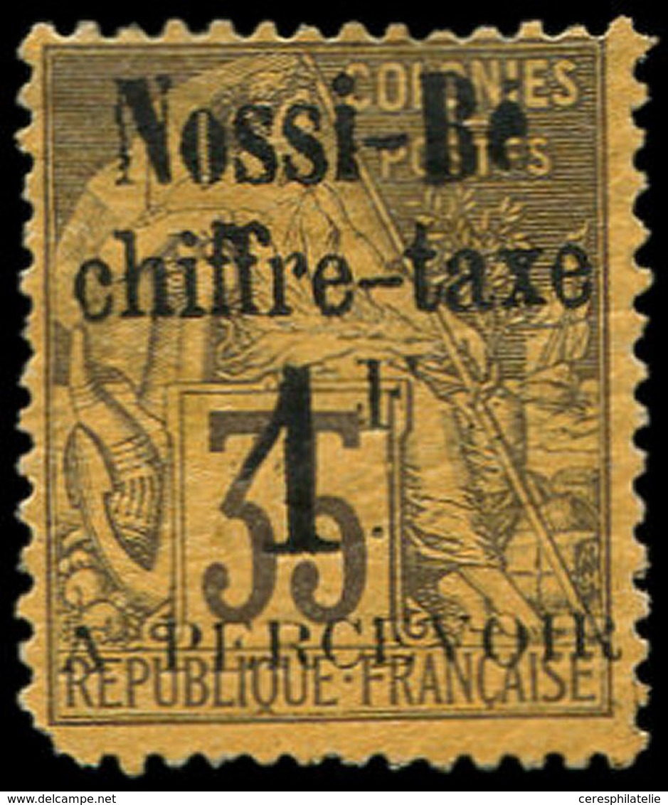 * NOSSI-BE Taxe 6 : 1f. Sur 35c. Violet-noir Sur Jaune-orange, Un Angle Arrondi, B/TB. C - Other & Unclassified