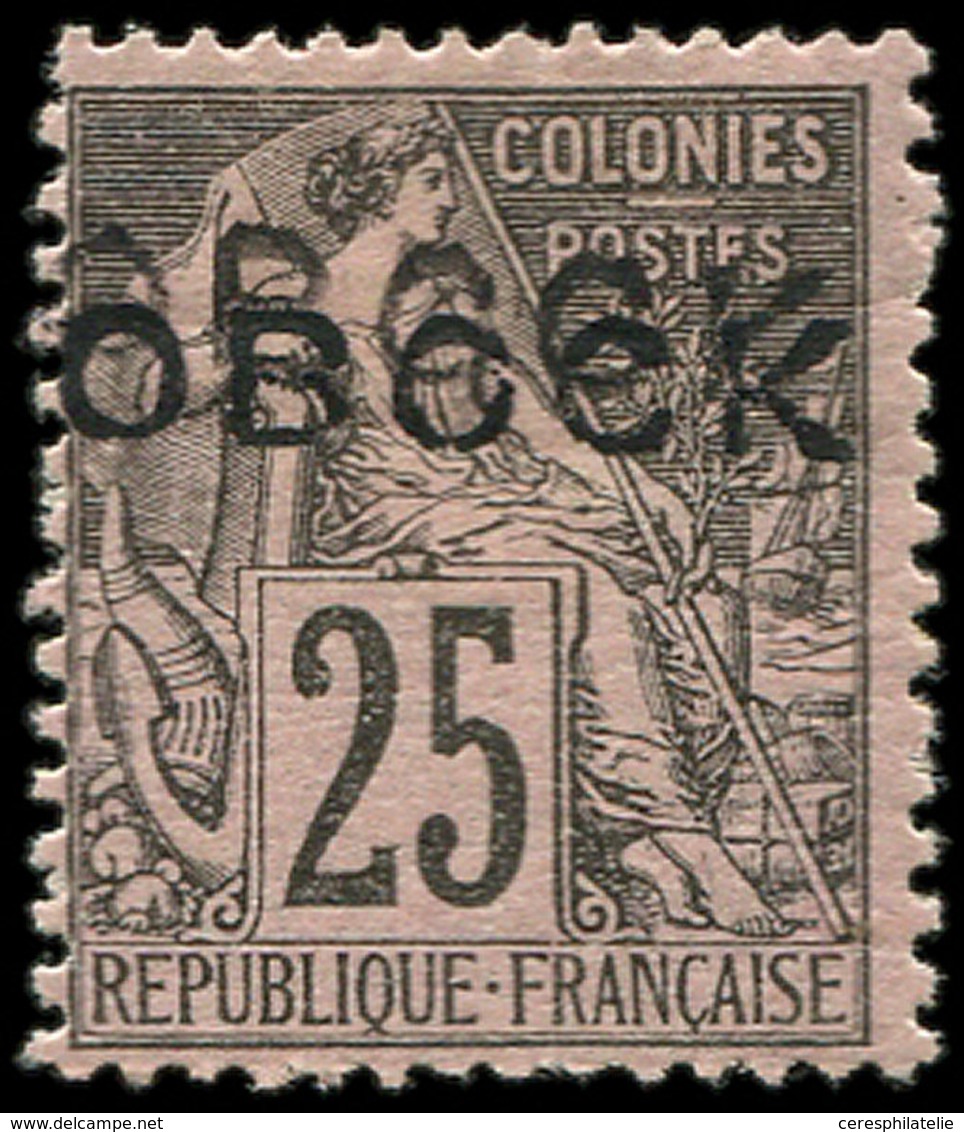 * OBOCK 17aB : 25c. Noir Sur Rose, DOUBLE Surcharge, TB. S - Other & Unclassified