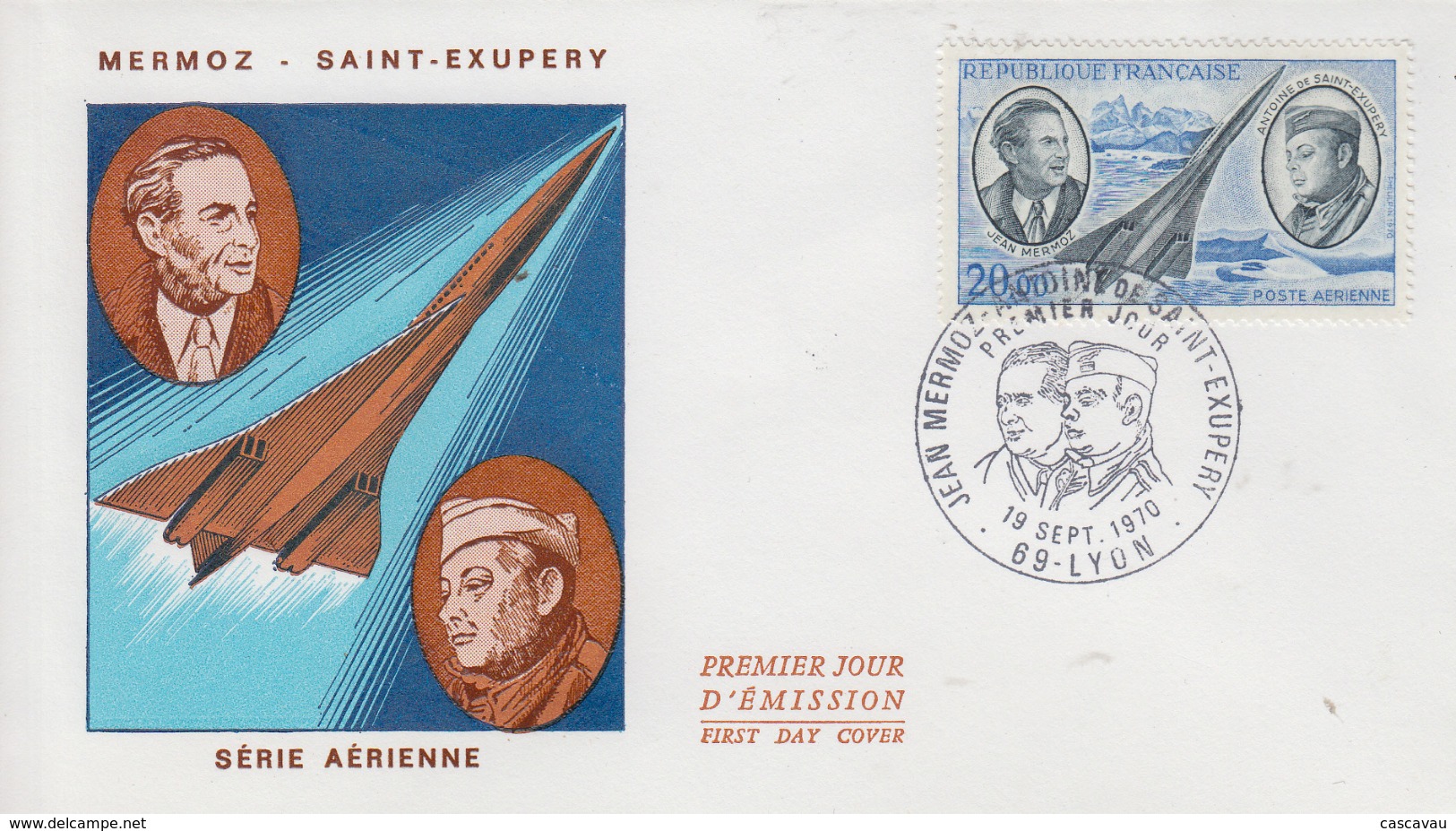 Enveloppe  FDC  1er  Jour   FRANCE     MERMOZ - SAINT  EXUPERY      LYON   1970 - 1970-1979