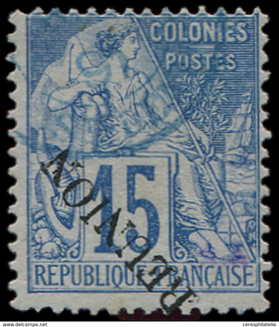 REUNION 22A : 15c. Bleu, Surch. RENVERSEE, Obl., TB - Other & Unclassified