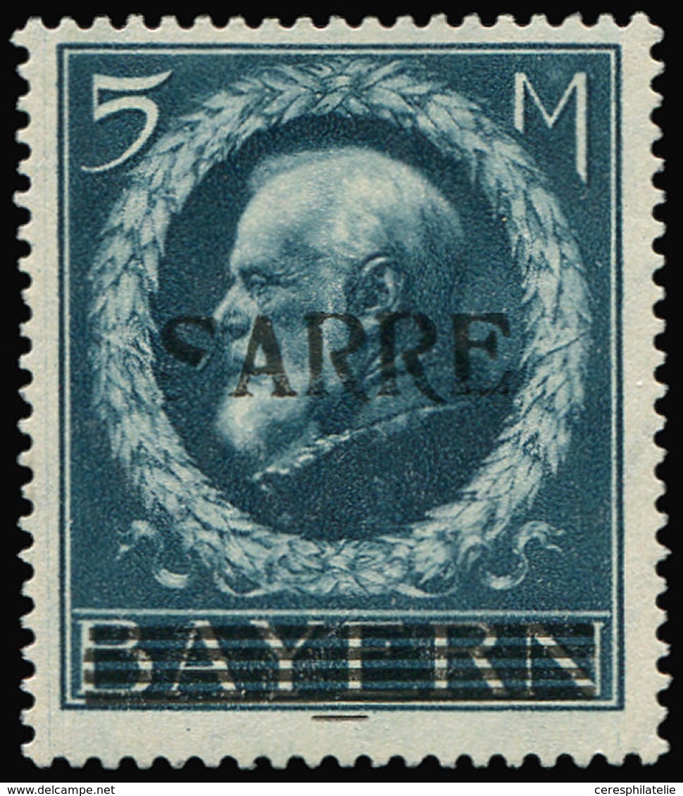 * SARRE 30a : 5m. Bleu, S De SARRE Sans Boucle Inférieure, RR Et TB, Cote Maury. S - Unused Stamps