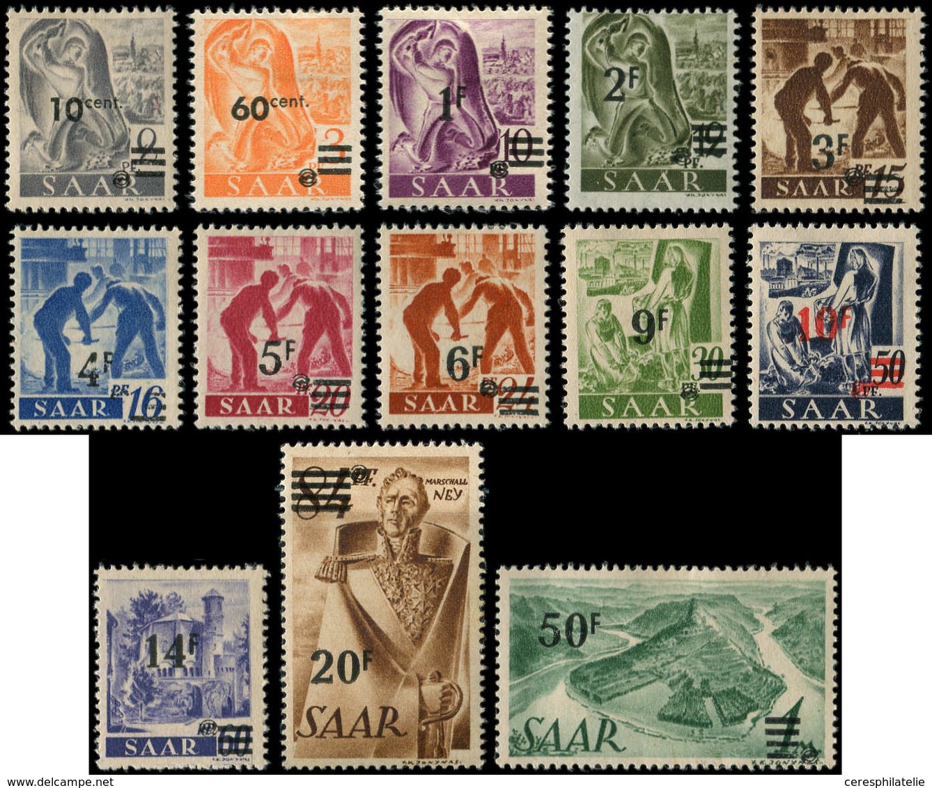 * SARRE 216A/28A : La Série Papier Jaunâtre, TB - Unused Stamps