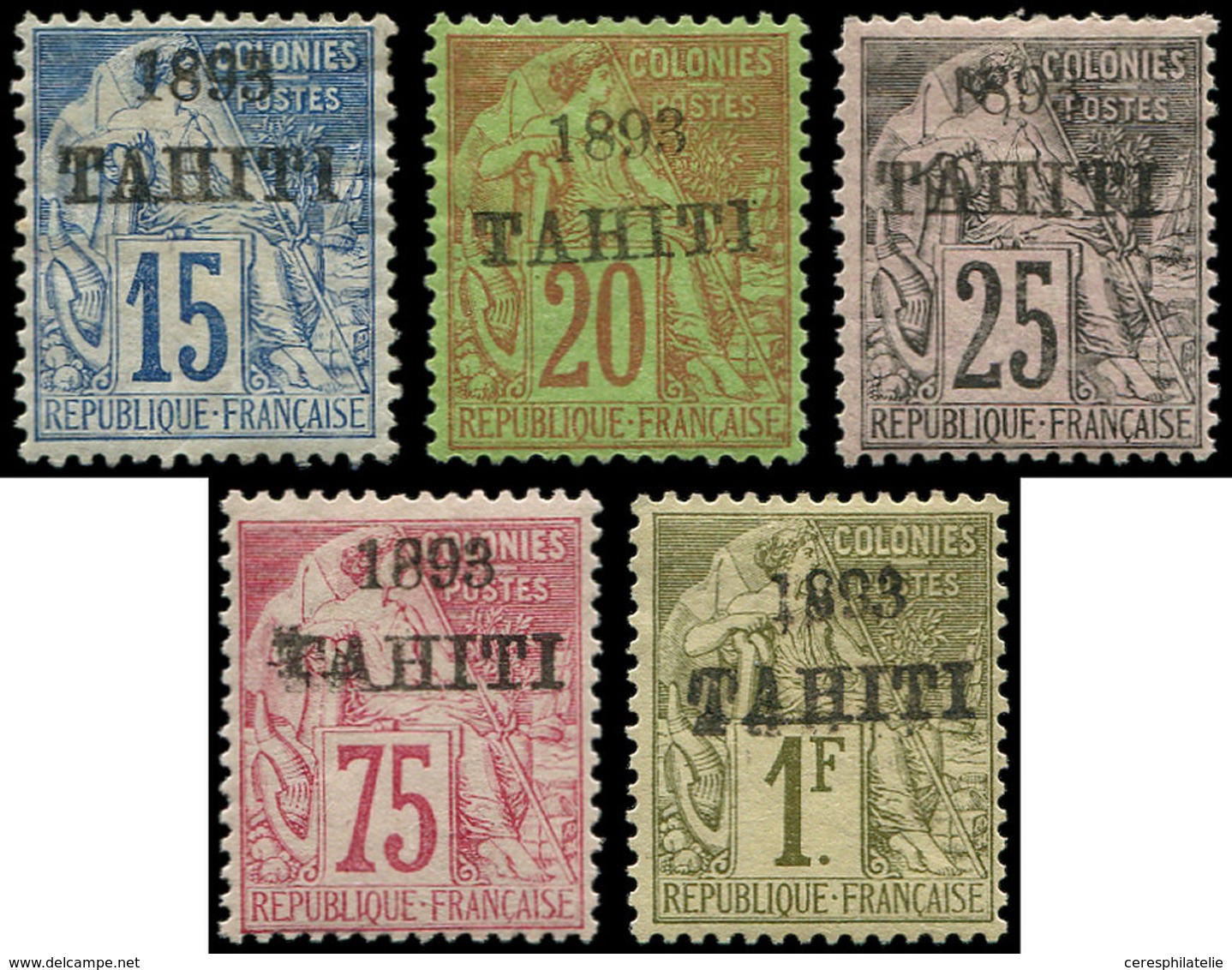 * TAHITI 24/25, 27 Et 29/30 : Alphée Dubois, Surch. De 1893, TB - Other & Unclassified