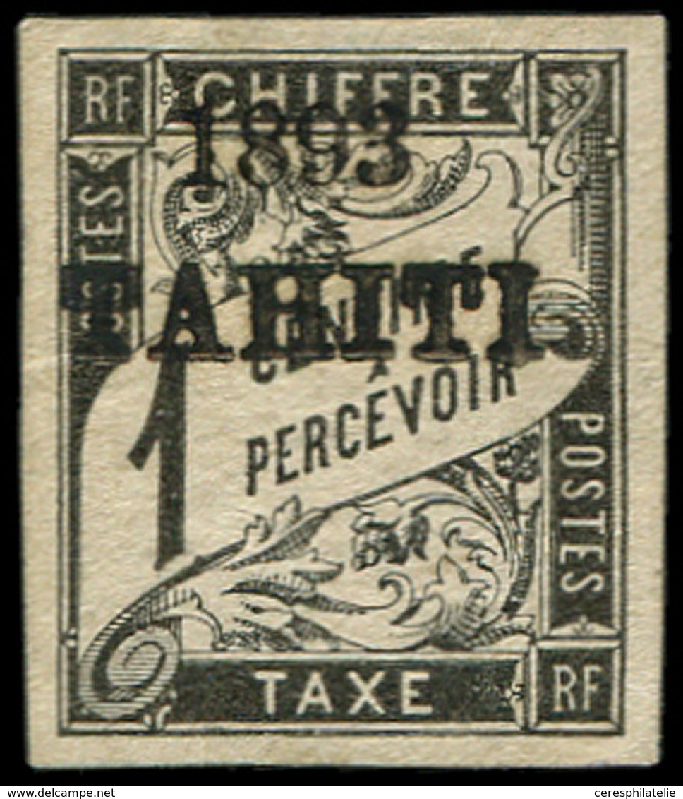 * TAHITI Taxe 14 : 1c. Noir, TB. C, Certif. Behr - Otros & Sin Clasificación