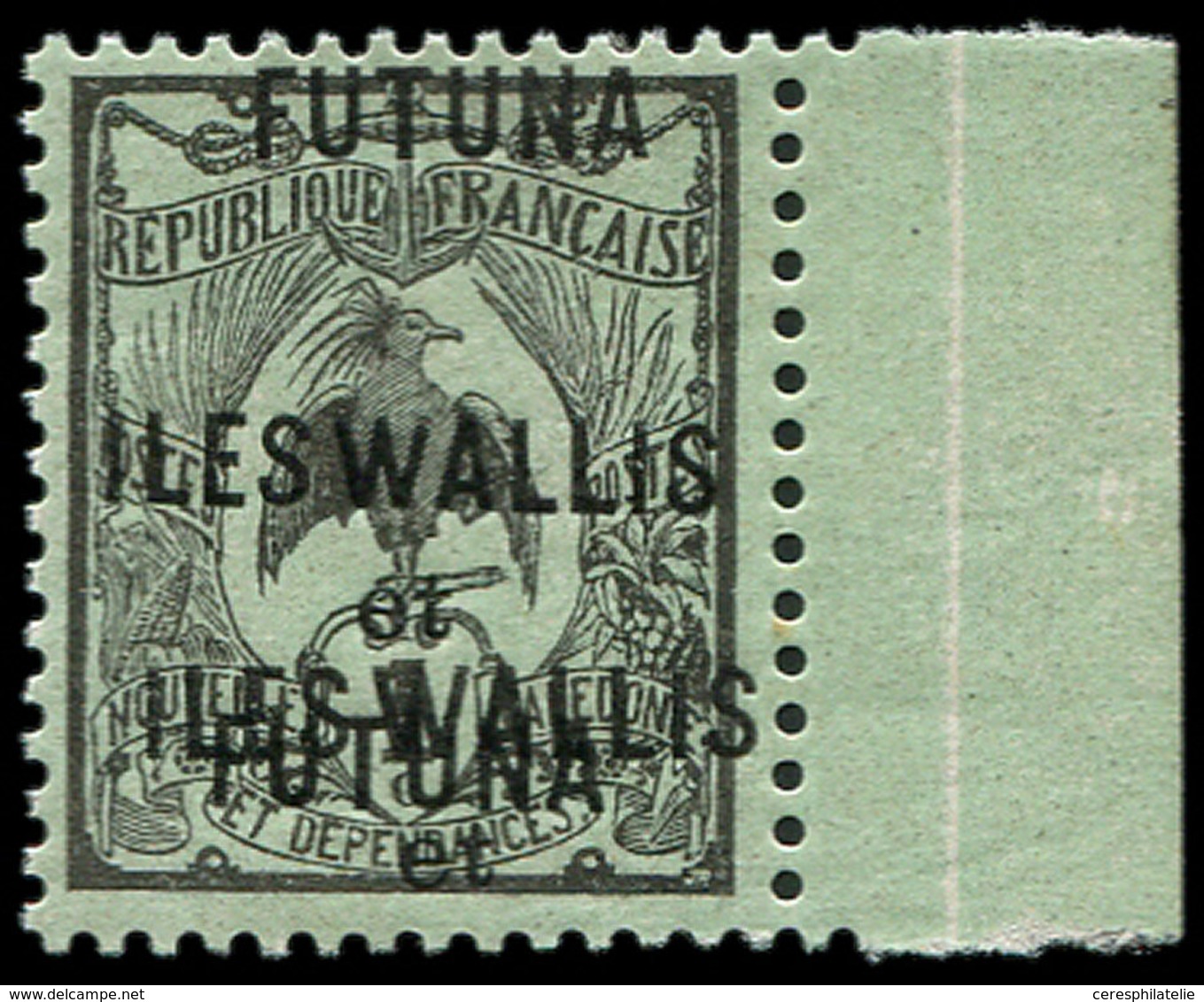 * WALLIS ET FUTUNA 1 : 1c. Noir Sur Vert, Bdf, DOUBLE Surcharge, TB - Nuevos