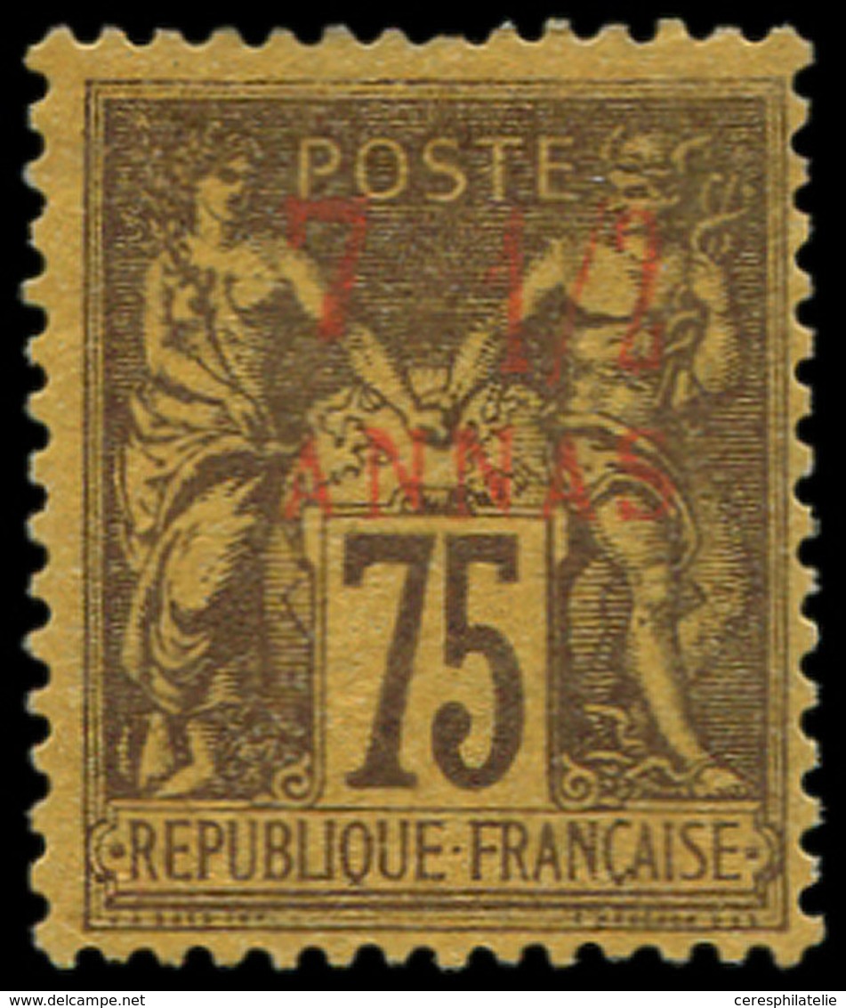 (*) ZANZIBAR 9 : 7 1/2a. Sur 75c. Violet-noir Sur Jaune, TB. Br - Unused Stamps