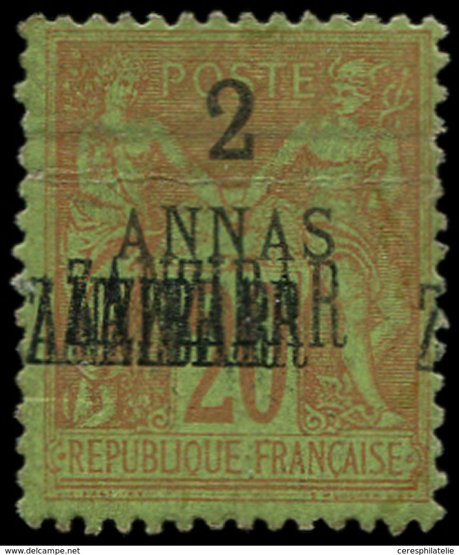 * ZANZIBAR 23a : 2a. Sur 20c. Brique Sur Vert, TRIPLE Surch., TB - Unused Stamps