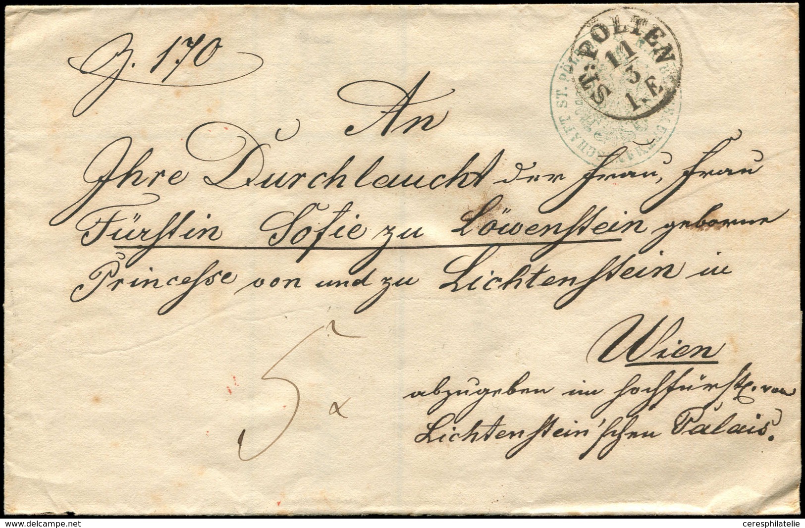 Let AUTRICHE Càd St POLTEN 11/3 S. Lettre En Franchise Pour La Princesse Du Liechtenstein, Arr. WIEN, TB - Other & Unclassified