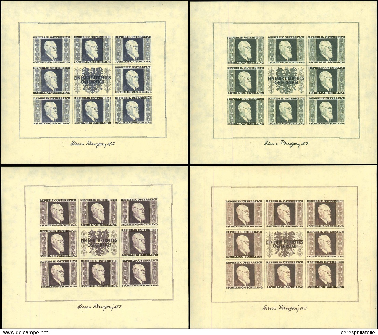 ** AUTRICHE BF 2/5 : Renner, 4 BF, TB - Blocks & Sheetlets & Panes