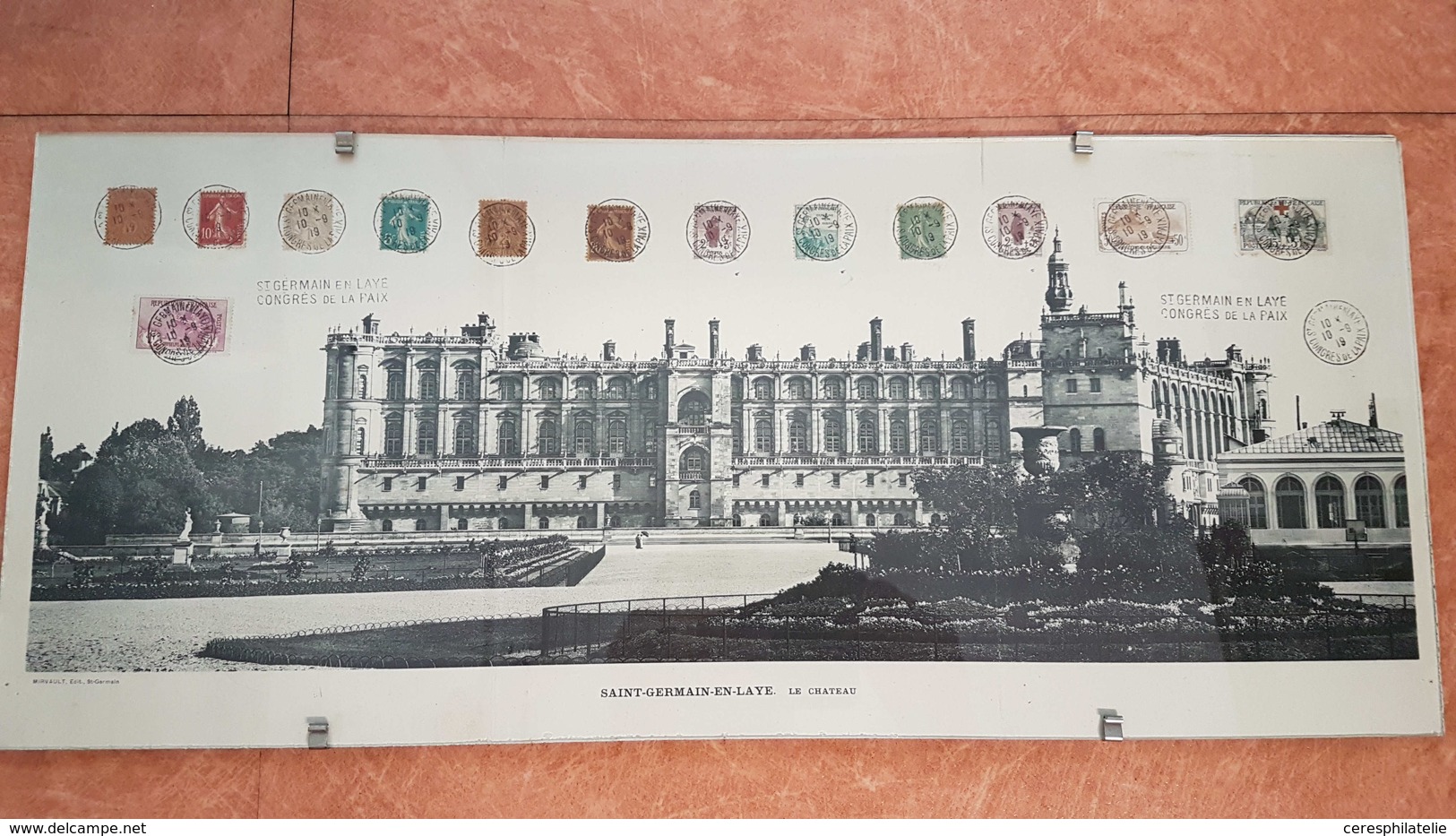 Photo Sous Verrre Format 56 X 24 Cm Sur Laquelle Ont été Apposés Et Obl. 13 Timbres, Càd St Germain En Laye Congrès De L - Colecciones (en álbumes)