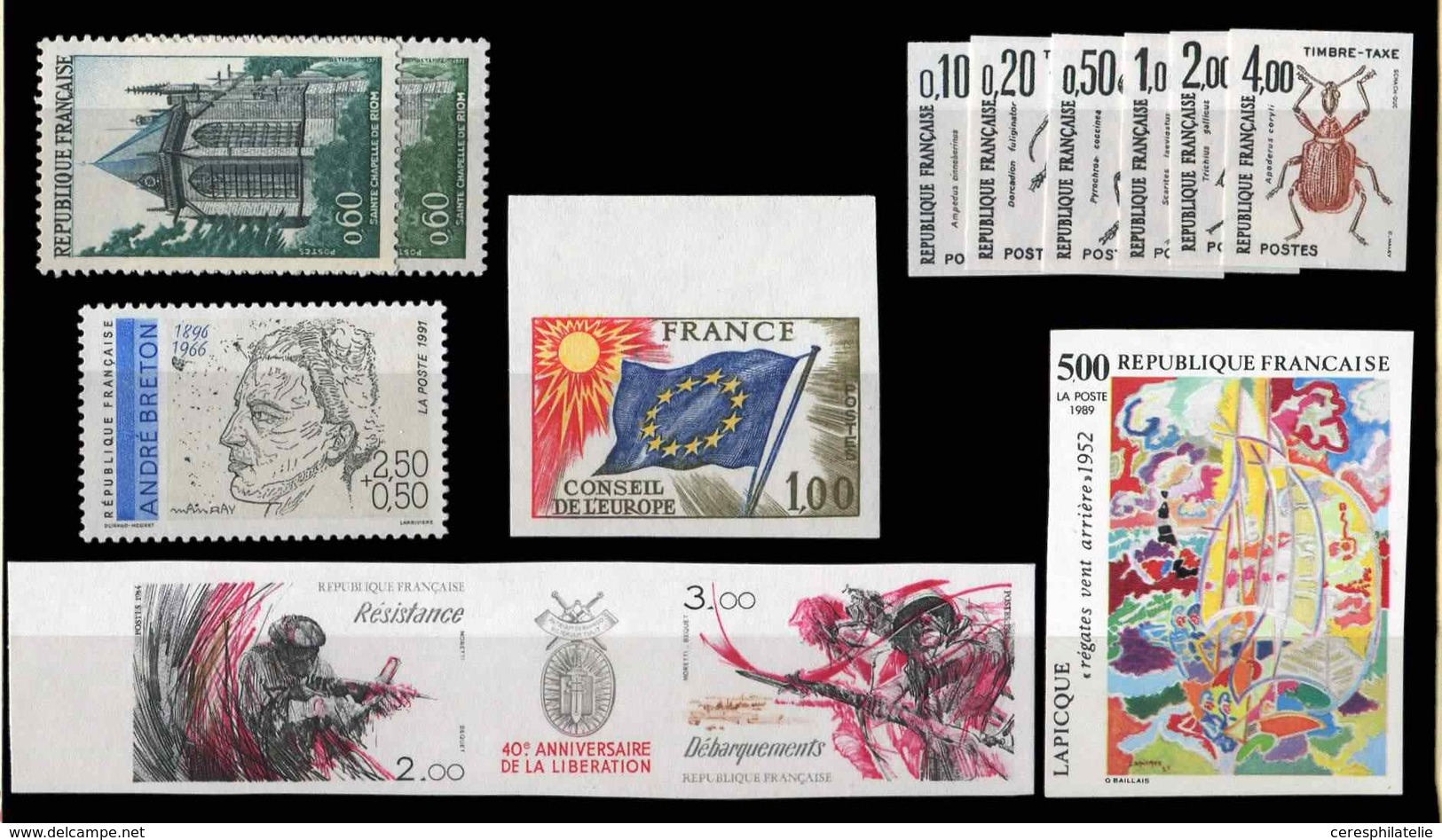 ** Lot De 2 Variétés Et 10 Non Dentelés Modernes, TB - Collections (en Albums)