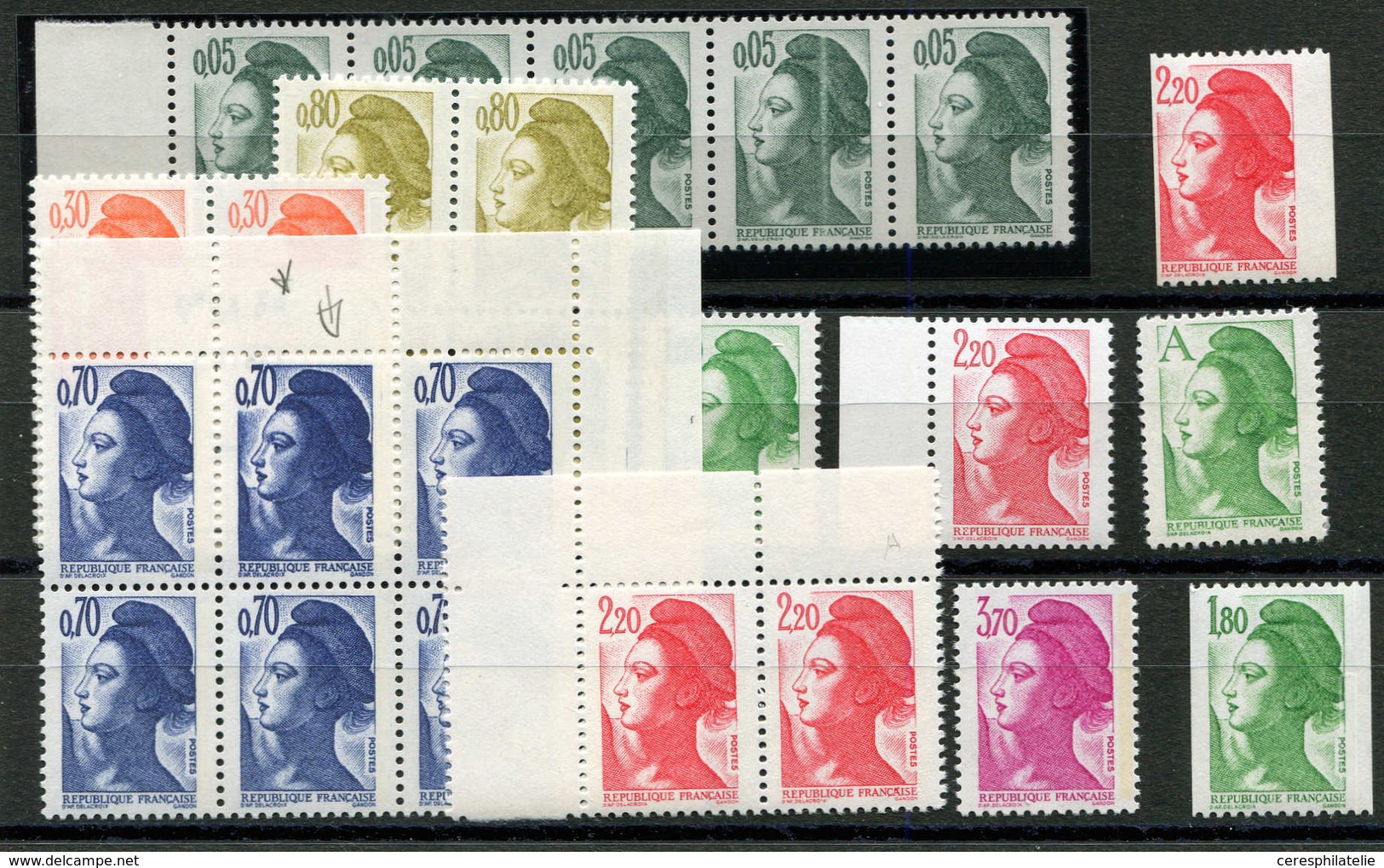 Liberté, Lot De 11 Variétés Différentes, Phospho, Griffes Etc, TB - Collections (with Albums)