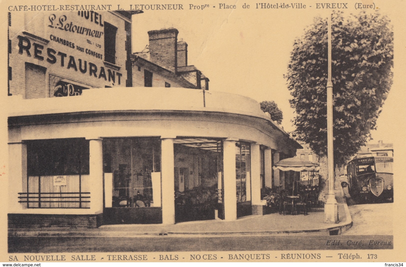 CPA - Evreux - Café Hôtel Restaurant L. Letourneur Propriétaire - Place De L'Hôtel De Ville - Evreux