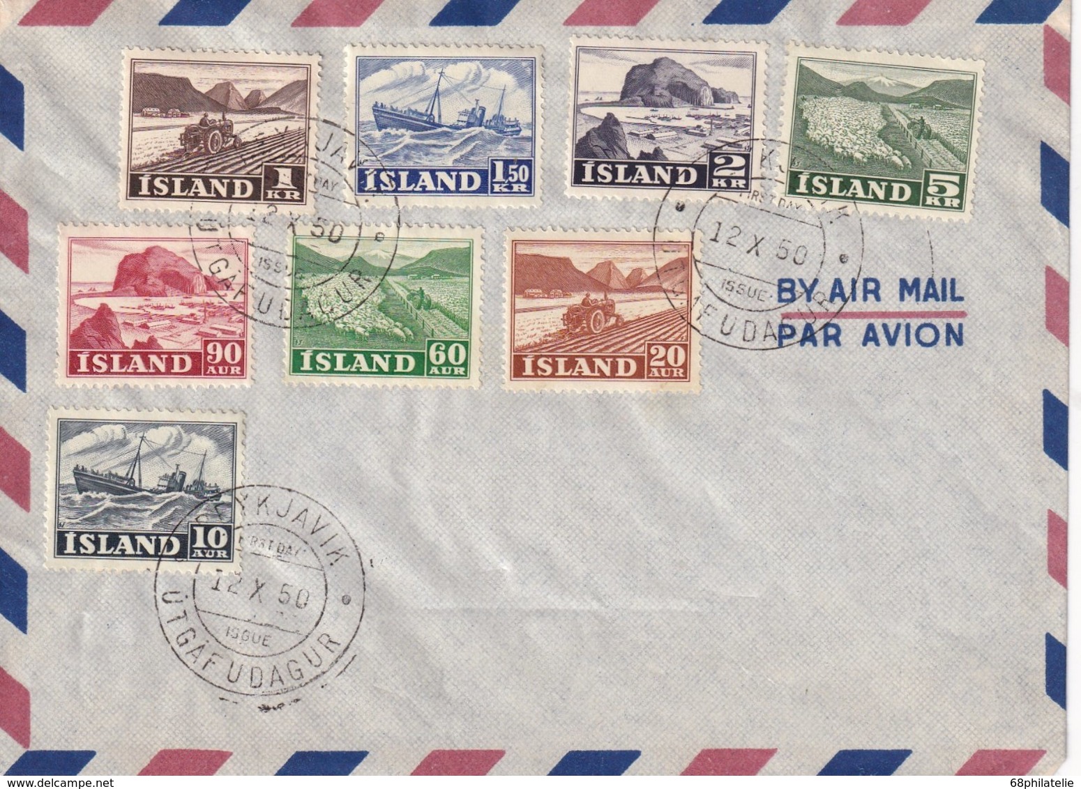 ISLANDE 1950 PLI AERIEN DE REYKJAVIK - Covers & Documents