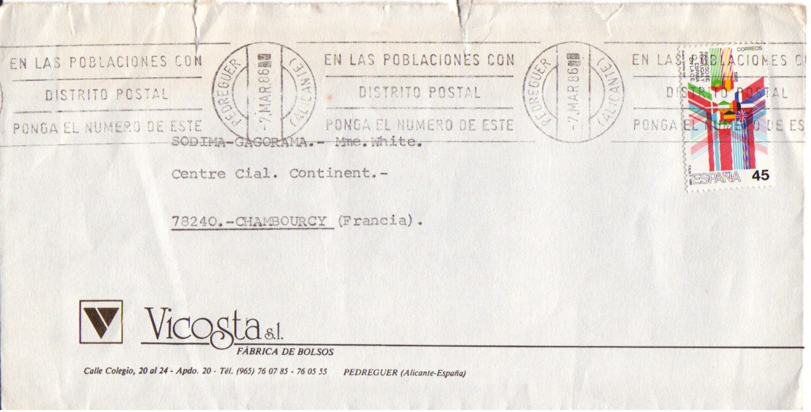 ESPAGNE : 1986 - Lettre Commerciale  Pour La France - Lettres & Documents