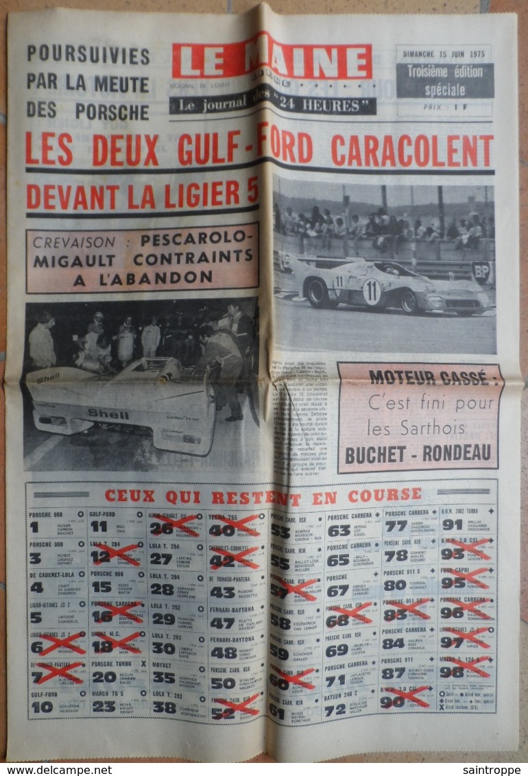 24 H Du Mans 1975. Les Gulf-Ford En Tête.Pierre Et Marc Jolivet.Pierre Vassiliu. - 1950 à Nos Jours