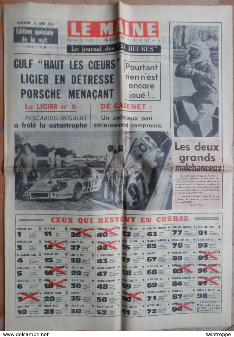 24 H Du Mans 1975. Les Gulf-Ford En Tête.Ligier En Détresse,Porsche Menaçant. - 1950 à Nos Jours