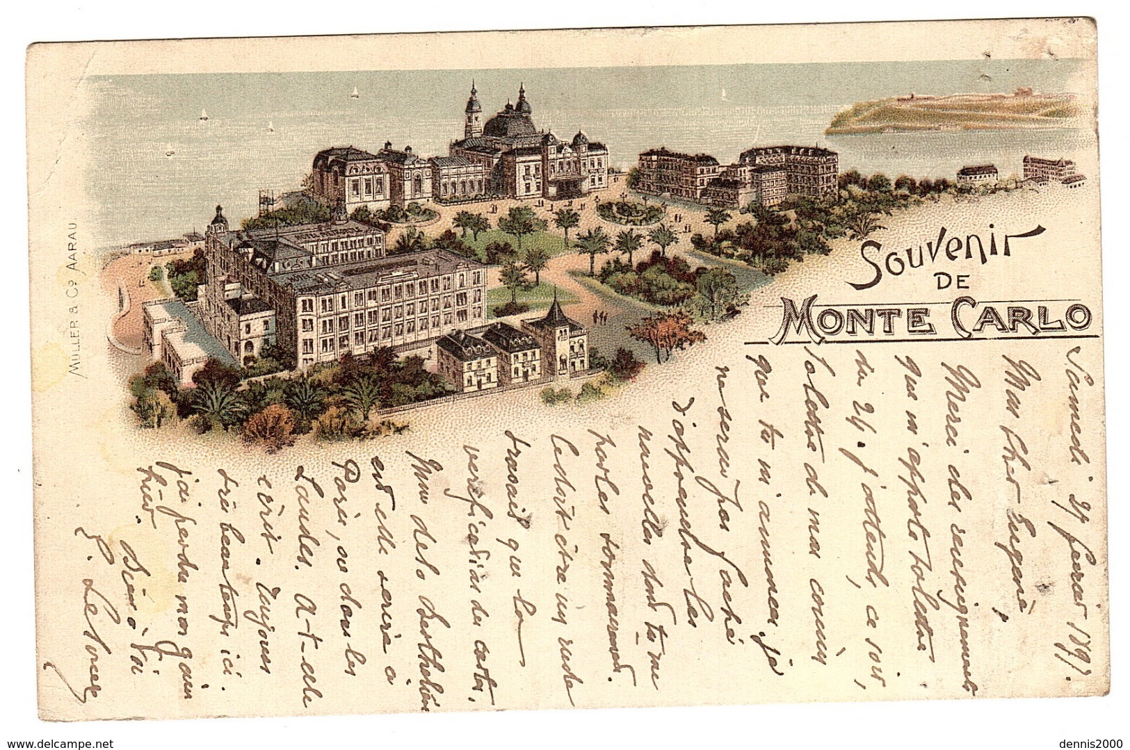 MONTE CARLO - Souvenir De Monte Carlo - Vue Générale - Oblit. 1897 - Ed. Muller & Co, Aarau - Monte-Carlo
