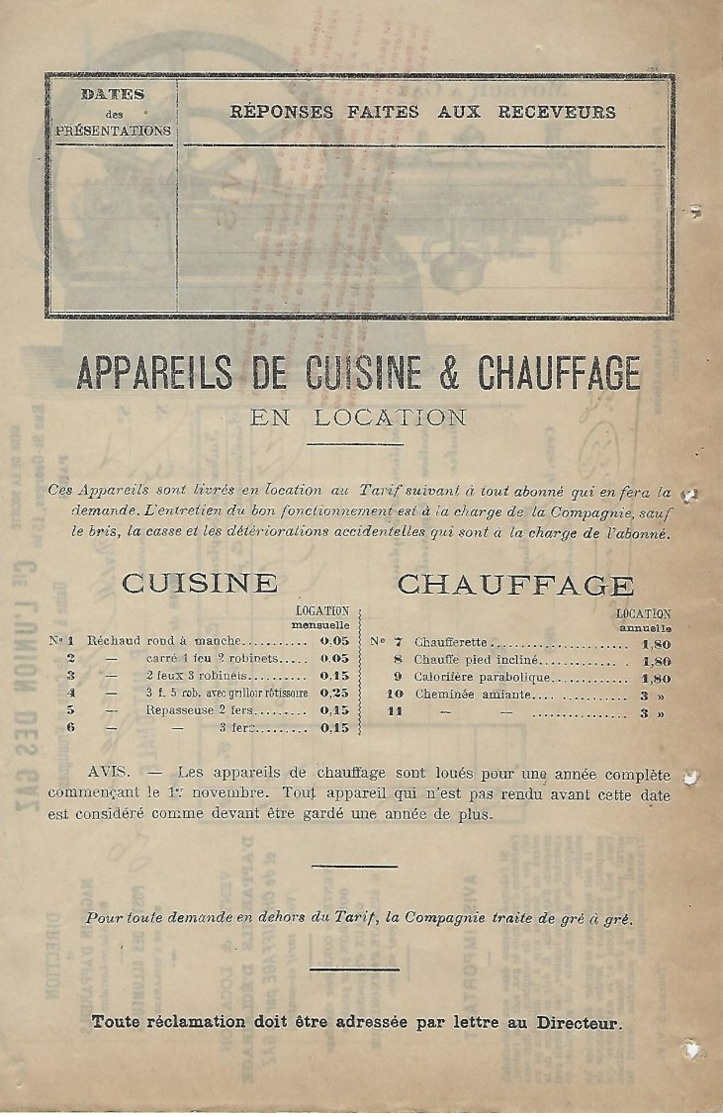 Facture-usine à Gaz De Cette Et Frontignan-1909 - Elektriciteit En Gas