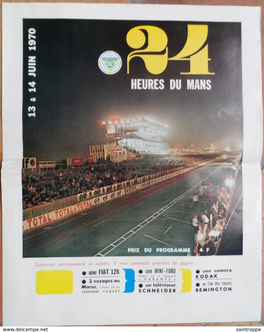 24 Heures Du Mans 1970.Affichette A.C.O. - Publicités