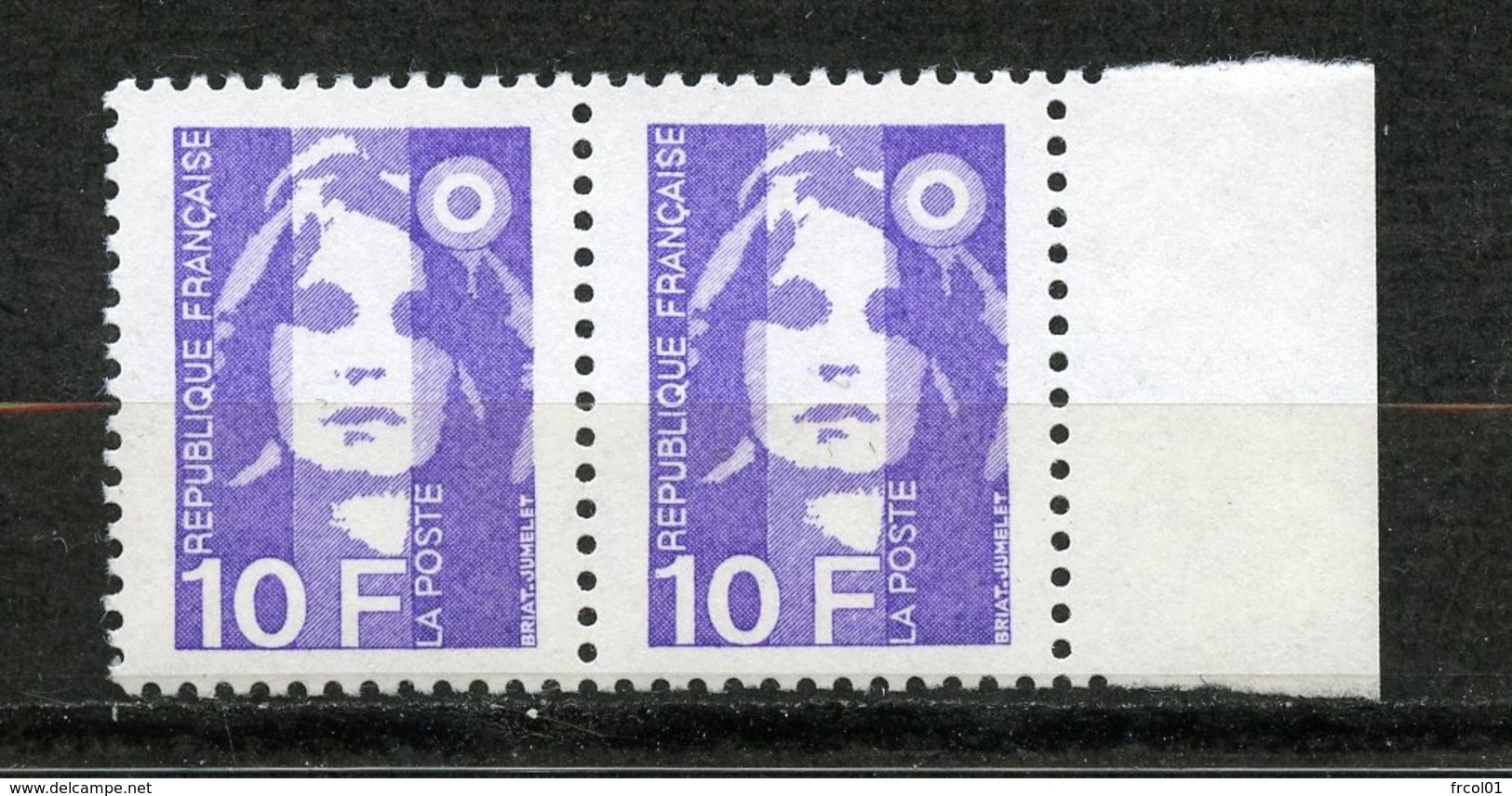 France, Yvert 2626b**, Marianne Du Bicentenaire 10f  Violet 2 Bandes De Phosphore Tenant à 1 Bande, MNH - Neufs