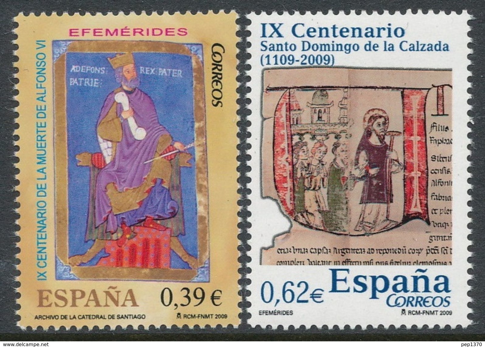 ESPAÑA 2009 - EFEMERIDES - IX Centenario De La Muerte Del Rey Alfonso VI - IX Centenario De Santo Domingo Edifil 4487-88 - Nuevos