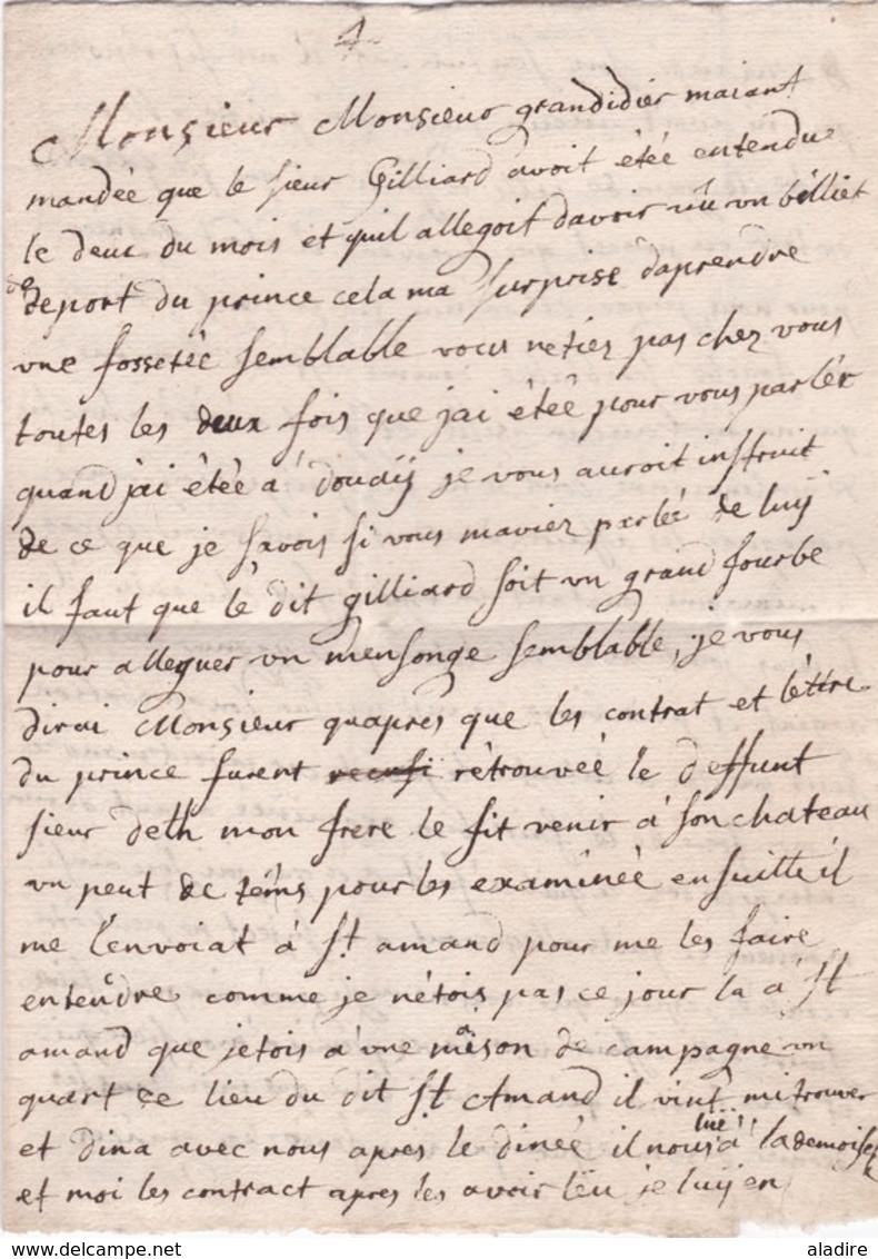 1744 - Marque Postale VALEN.NE Valenciennes Sur Lettre Pliée Avec Corresp 3 P Vers Douay En Flandre, Nord - 1701-1800: Précurseurs XVIII
