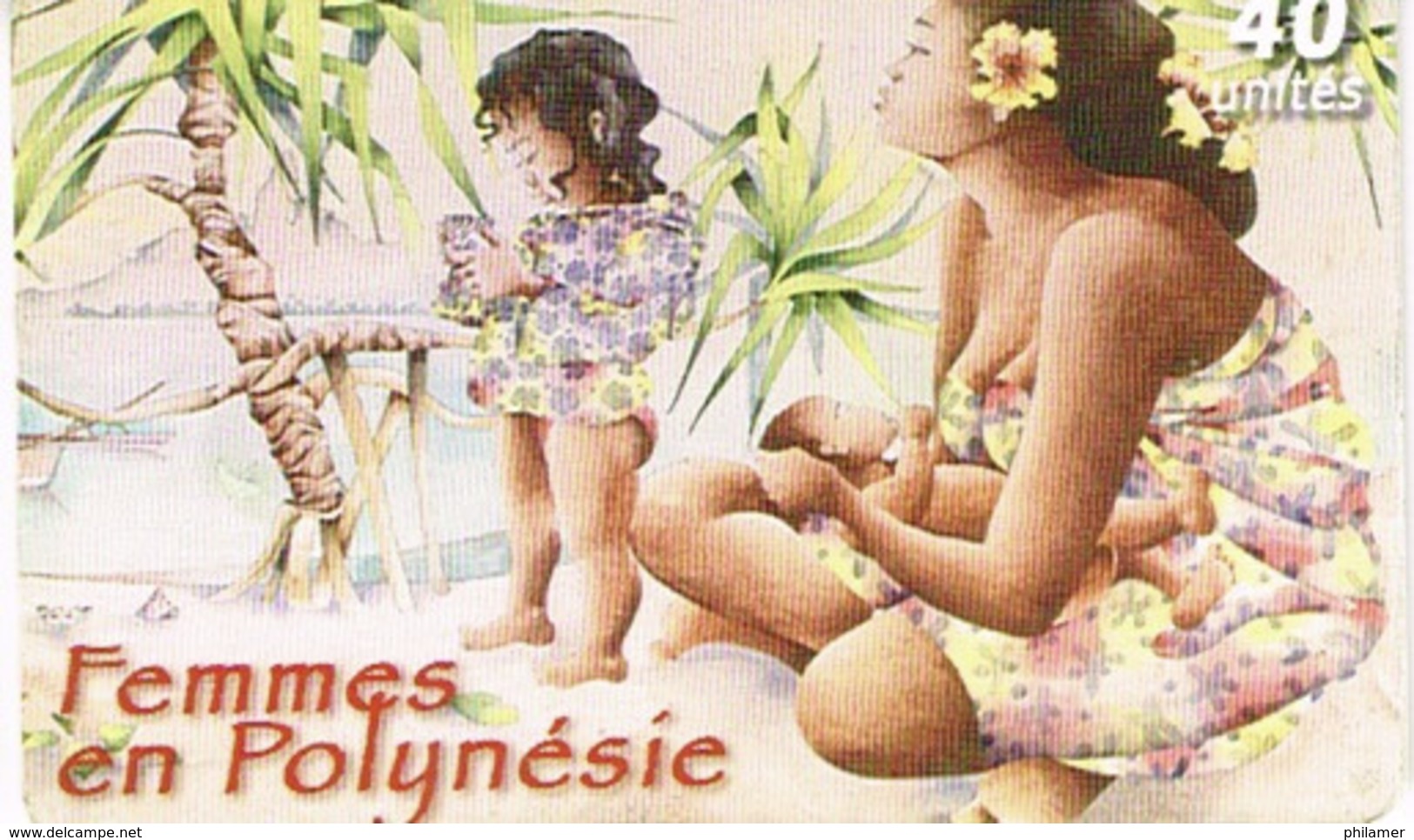 Polynesie Francaise Tahiti Telecarte Phonecard Prepaid PF144 Femme Polynesie Enfant Fleur Plage Ut BE - Polynésie Française