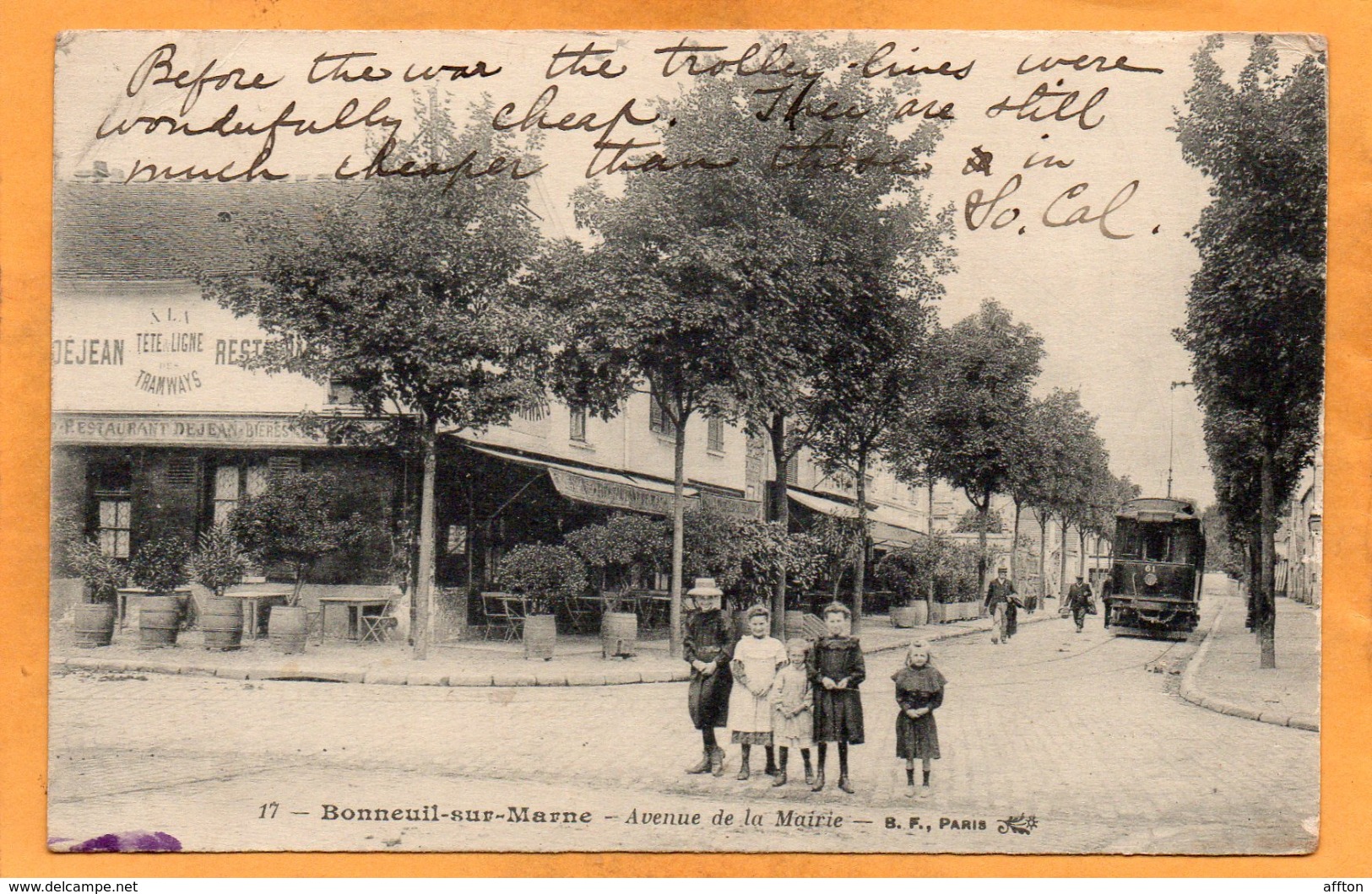 Bonneuil Sur Marne Tram 1918 Postcard - Bonneuil Sur Marne