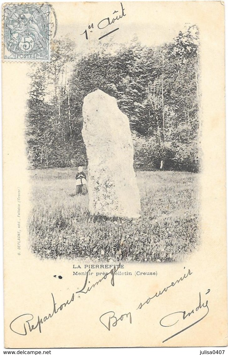 LA PIERREFITE (23) Dolmen Pierre Druidique Menhir Près FELLETIN - Autres & Non Classés